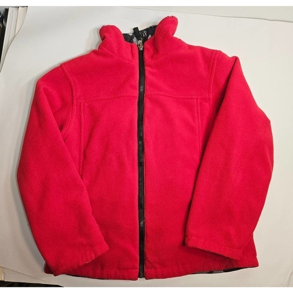 Boys Reversible red fleece and poly graphic print light size 8 - Picture 1 of 7
